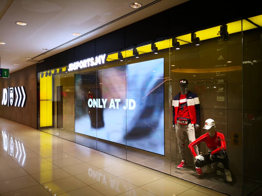 Seasonal sportswear promotions on vibrant LED screen