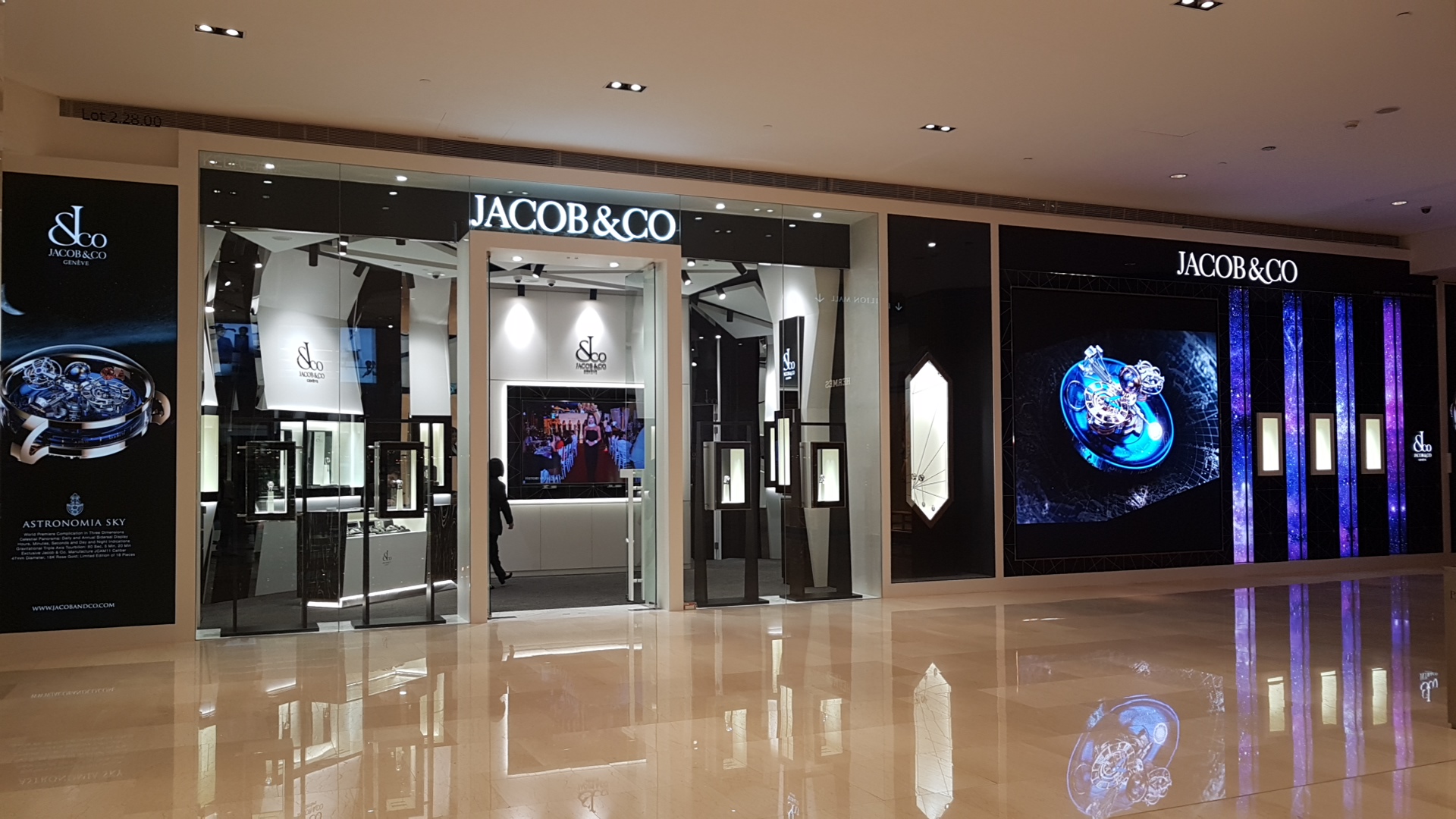 A close-up of a Jacob & Co. LED screen installation showcasing high-definition visuals