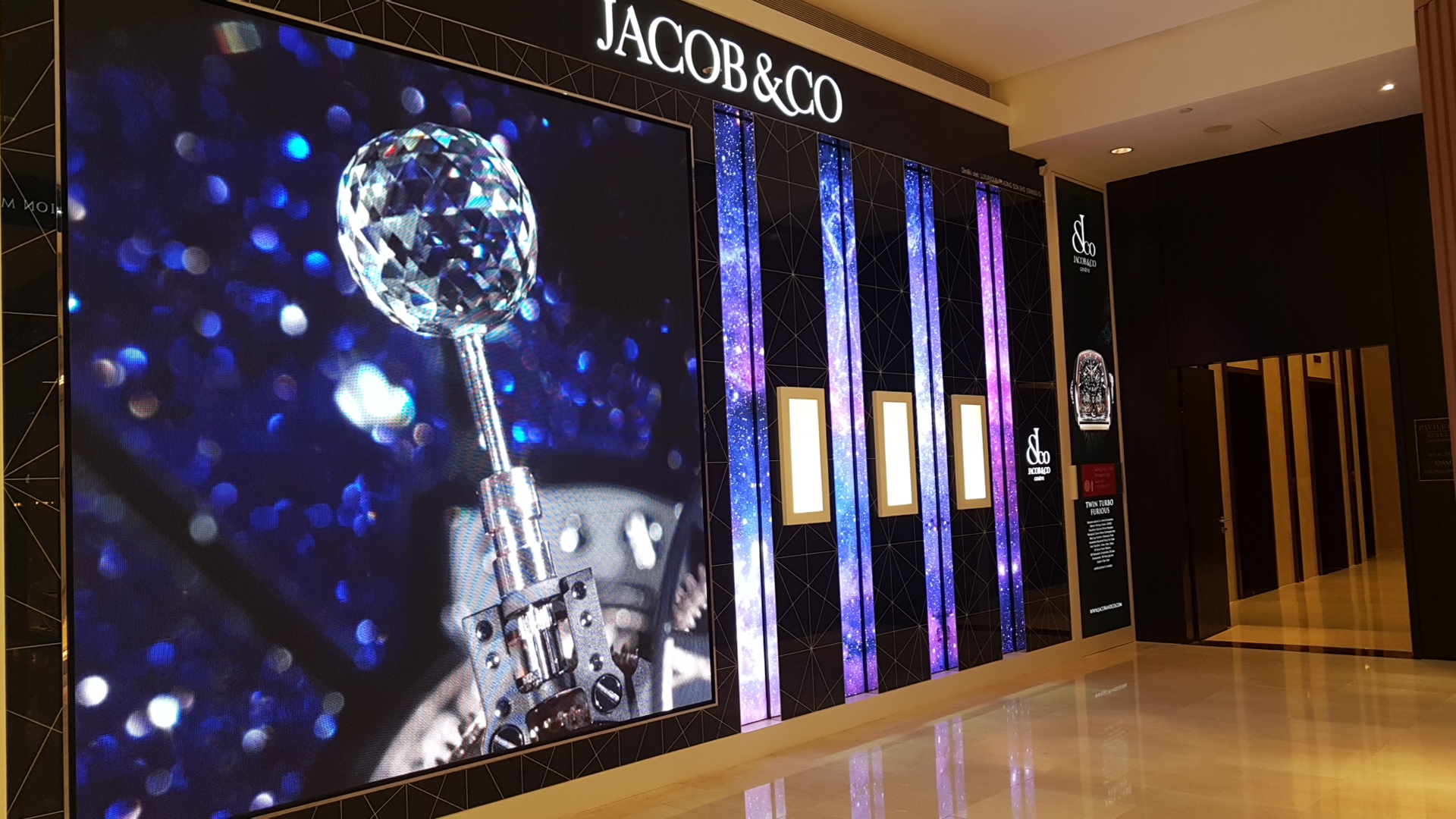 LED screen installation in a luxury retail environment