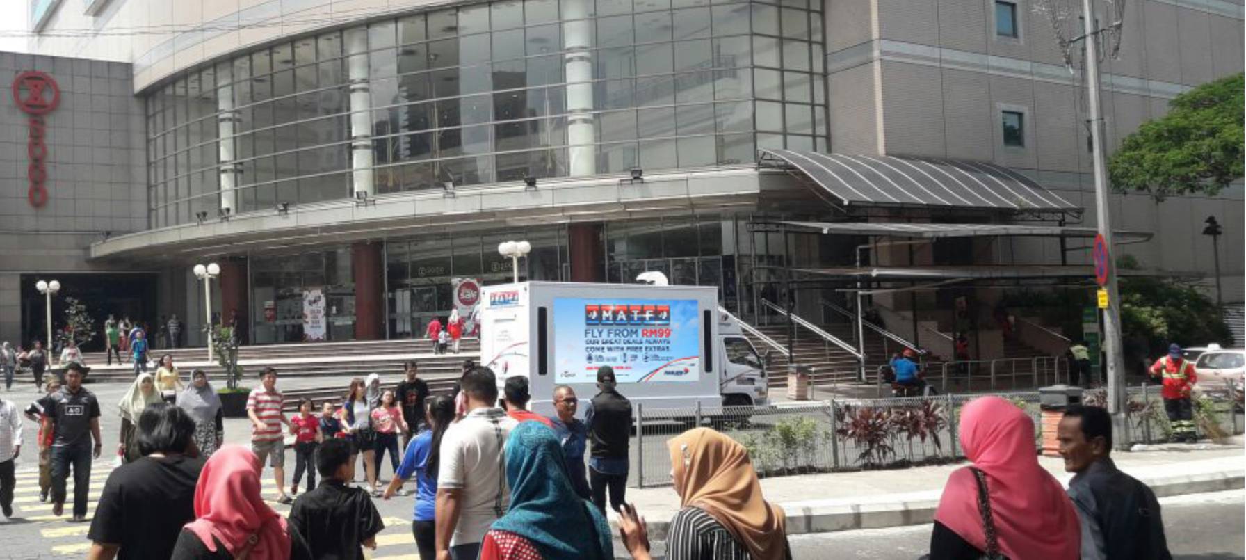 Malaysia Airlines vibrant truck-mounted LED screen displaying outside SOGO
