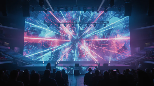 A large LED video wall